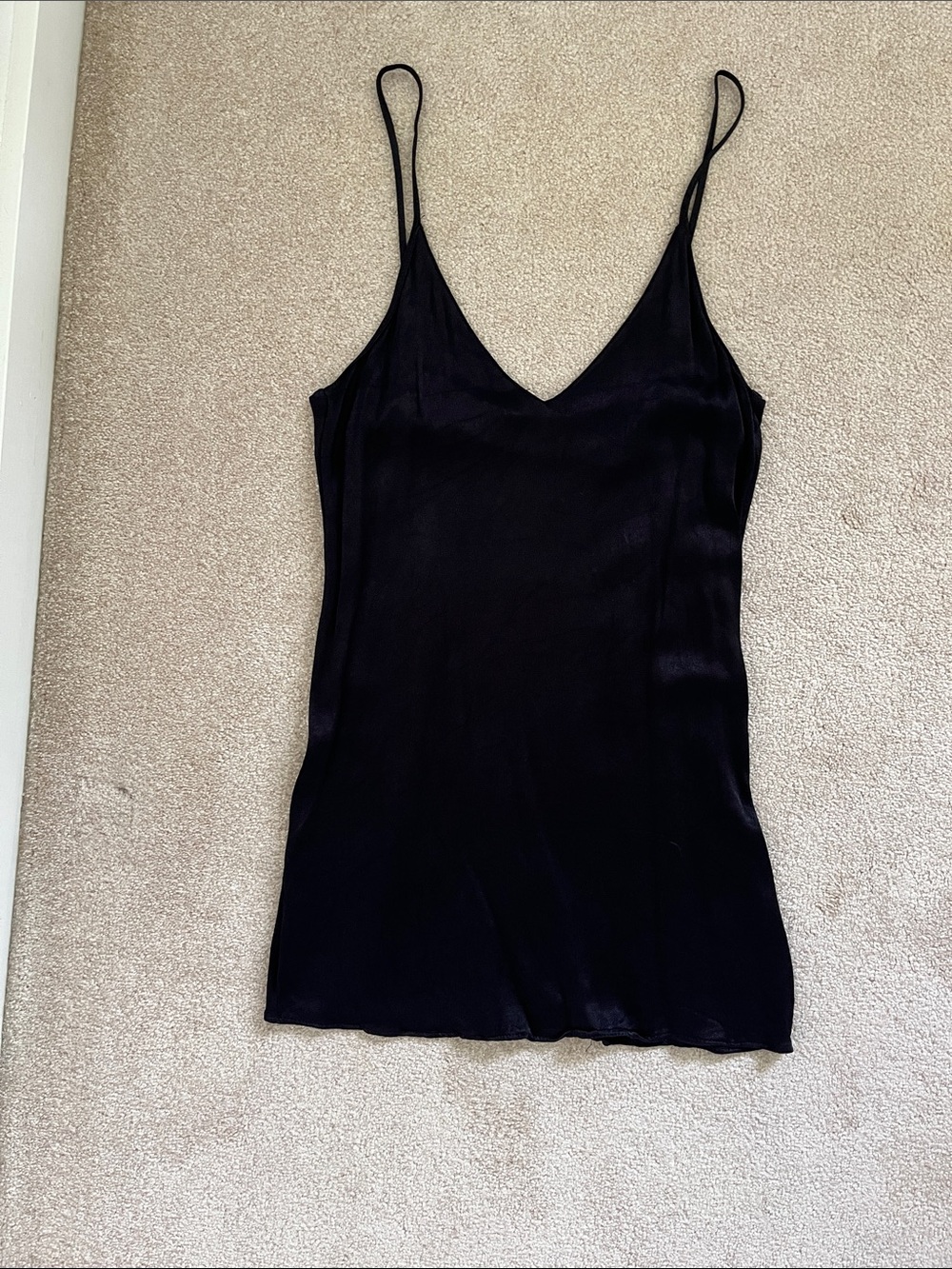 Black satin mini dress